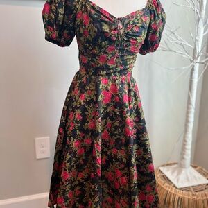 Trashy Diva NWOT Fairytale Rose Puff Sleeve L’Amour Midi Dress Sz 4